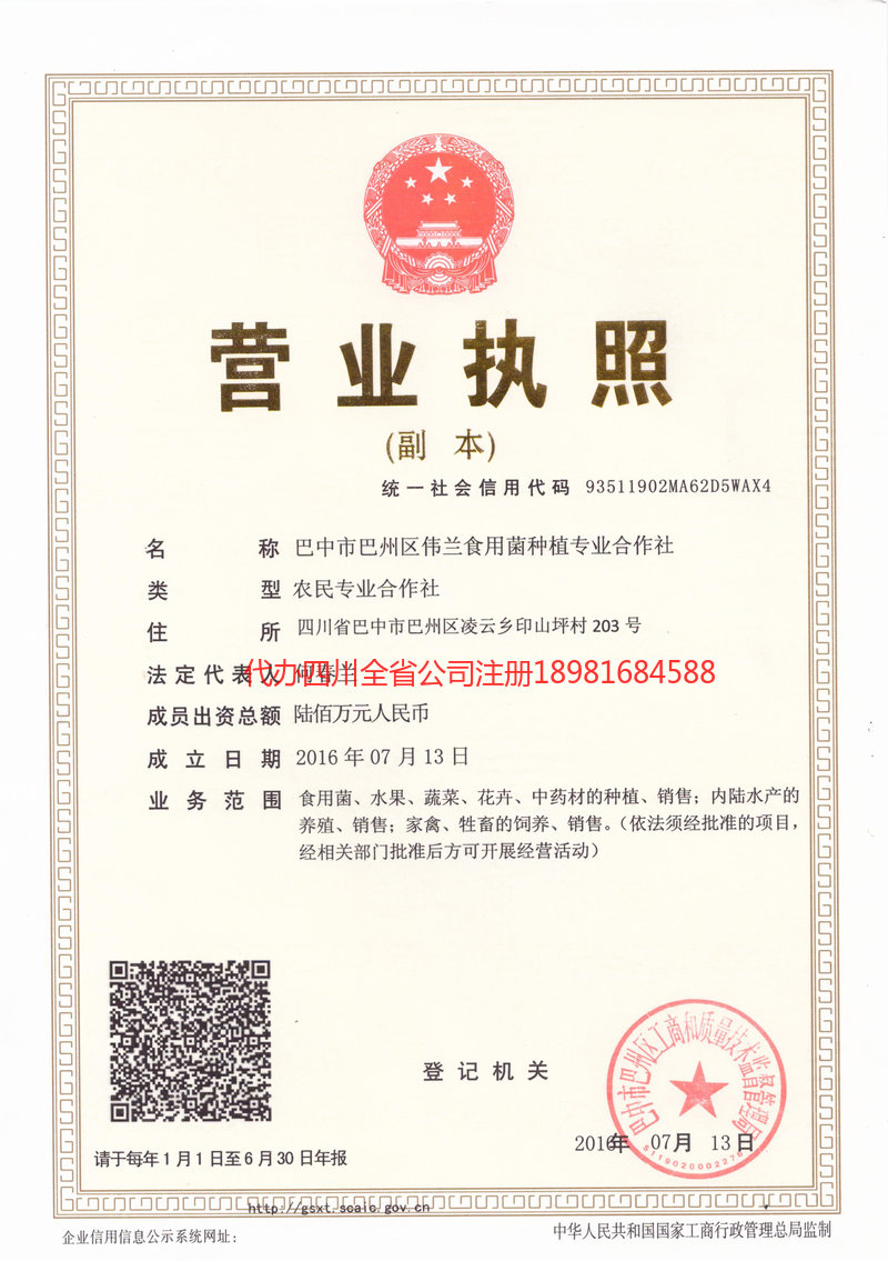 蒙自蒙自伟兰食用菌种植专业合作社